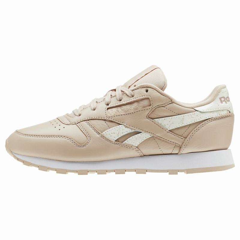 Reebok Classic Leather Tenisky Damske - Pruhované Béžové/Biele TU7516AE